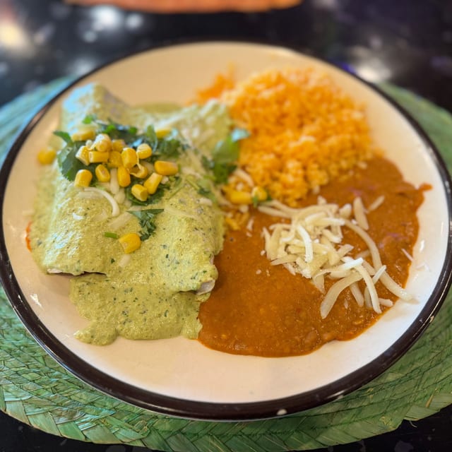 Lunch Enchiladas Verdes Poblanas.