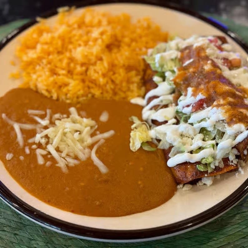 Lunch Enchiladas Rojas.