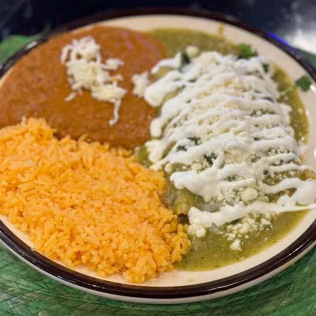 Lunch Enchiladas Verdes.